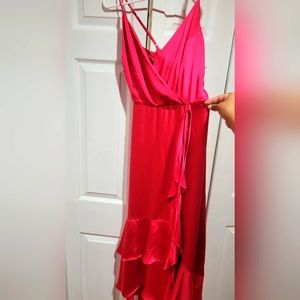 Pink party dress.